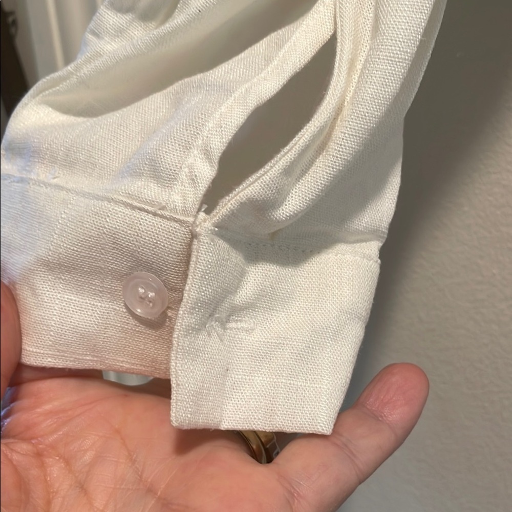 Source Unknown Ivory Textured Button Down Shirt - image 7